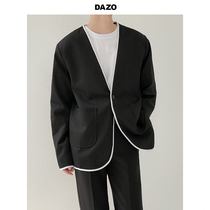 DAZO small crowddesign suit jacket male Korean version loose superior sense casual western suit uncollar mens fashion trends ins