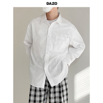 DAZO Korean version of pure color shirt men loose handsome gas spring autumn season shirt men 100 hitch fashion blouses