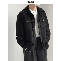 DAZO light core suede jacket mens spring and autumn texture jacket loose 100 hitch retro port wind casual eggplant trendy