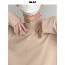 DAZO semi-high collar bottom-shirt male autumn winter warm thickening inner lap long sleeve T-shirt pure cotton Korean version tide 100 lap top
