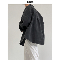DAZO Autumn Ancient Vintage Shirt Male Tide Cards Loose Retro Washed to do the old 100 Lap Shirt Han Edition Tide