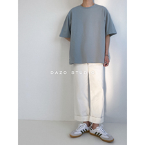 DAZO summer hipster short sleeve T-shirt men Korean loose minimalist solid color tee trend cotton clothes