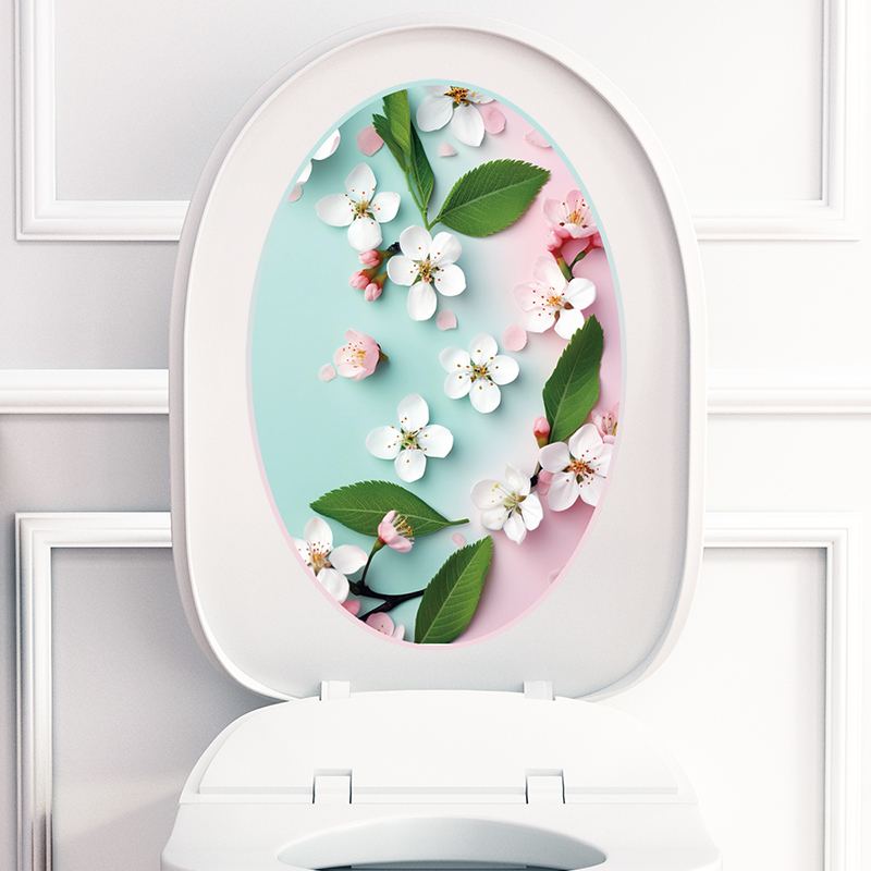 Bathroom toilet decoration waterproof self-adhesive toilet sticker tile wall sticker small fresh leaf flower sleeping room-Taobao