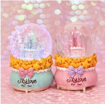 Creative Lantern Floating Snowflake girl heart Dream Castle glass crystal ball music box girl childrens birthday gift