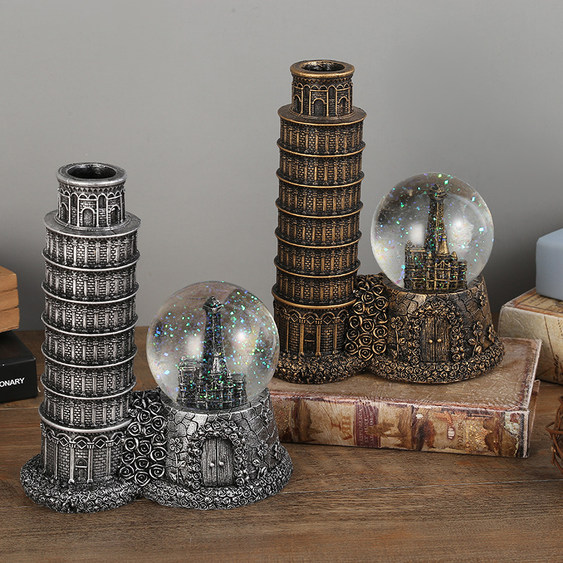 Eurostyle Flashlights With Snowflake Pizza Italianta Glass Water Crystal Ball Ornament Swing Lovers Girl Children Birthday Gifts