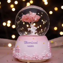 Creative lanterns floating Snow Dream cherry blossom unicorn glass crystal ball music box girls childrens birthday gifts