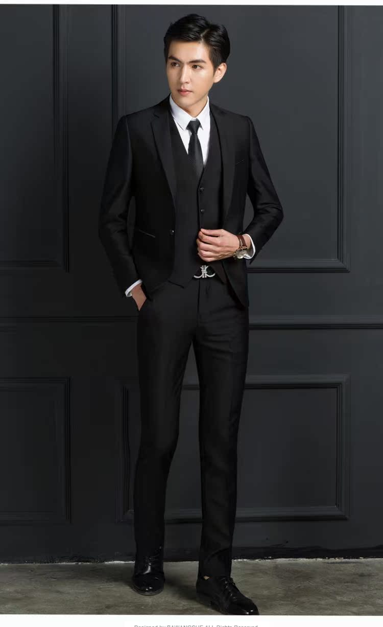 Bộ đồ vest nam ba mảnh tự kinh doanh phù hợp với bộ đồ nam áo phông nam