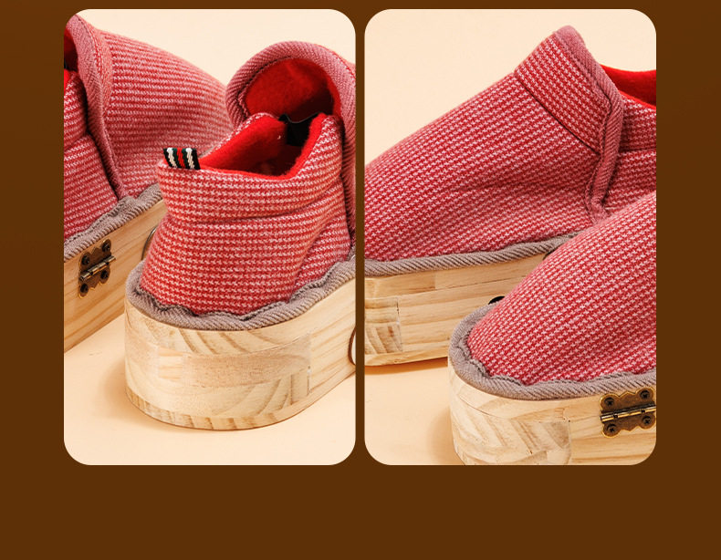 Solid Wood Moxibustion Shoes Wearable Foot Warmer Moxa Box for Home Foot Care Brown Winter Style specifications