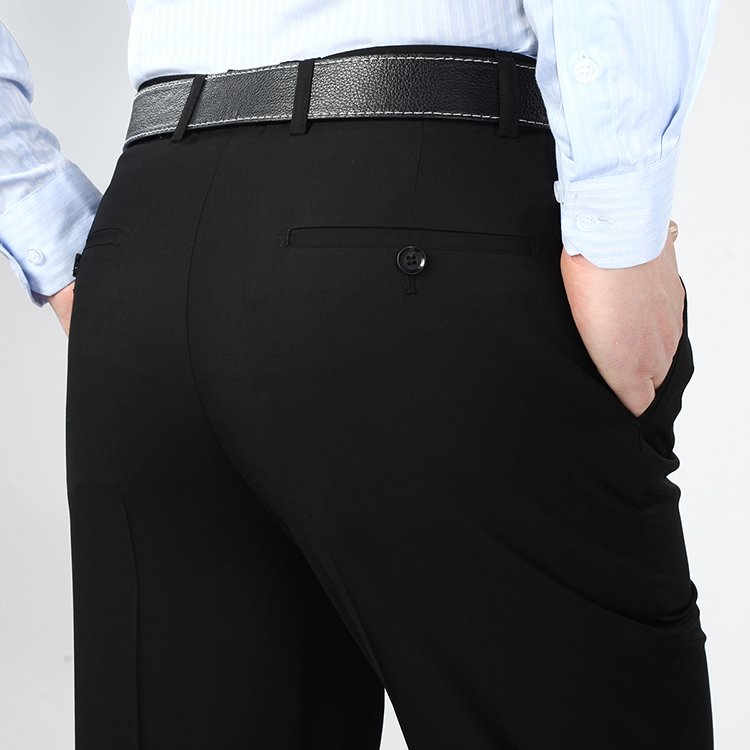 Mùa hè mỏng nam trung niên quần cao eo lỏng đôi xếp li phù hợp với quần nam mùa hè miễn phí hot straight quần dài quần âu đen