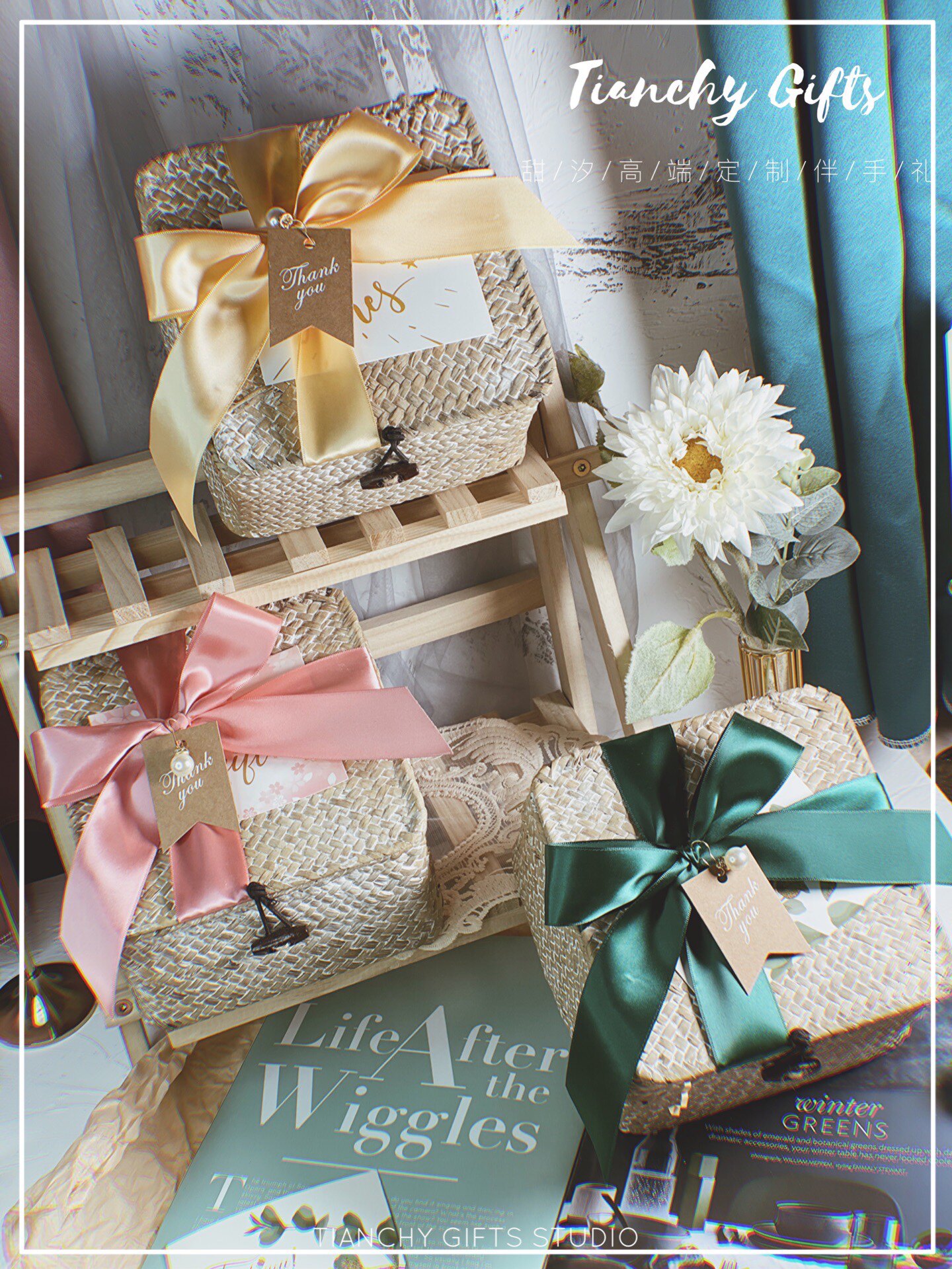 Grass Woven With Lid Woven Basket Art Sen Department Creative Gift Packaging Box Companion Gift Box Mid-Autumn Festival Mooncake Empty Box