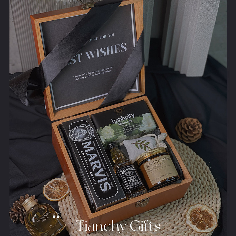 Wooden box retro companion gift men's groomsmen wedding return gift box L'Occitane business practical boyfriend birthday gift