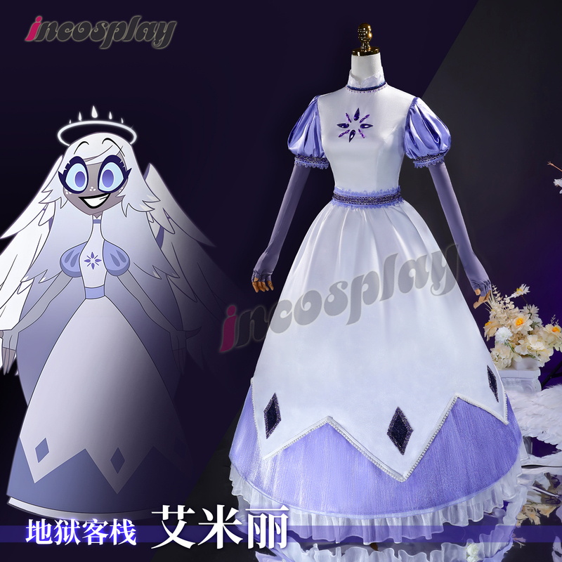 Incosplay Hell Inn Hazbin Hotel Angel Emily Cosplay Halloween Performance Costume
