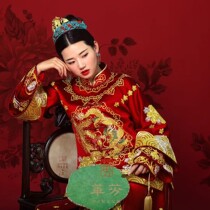 Huafens wedding dress Dragon and Phoenix Group six horse face dress Xiuhe dress crimson version 360 degree skirt can make bed