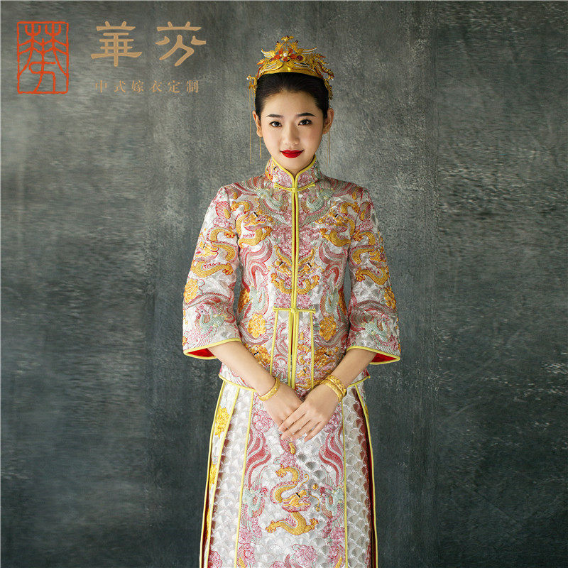 Huffin wedding dress < Ruyi > Original Longfeng Hung Beauty Makeup and Master's Original Coat Wave Embroidery