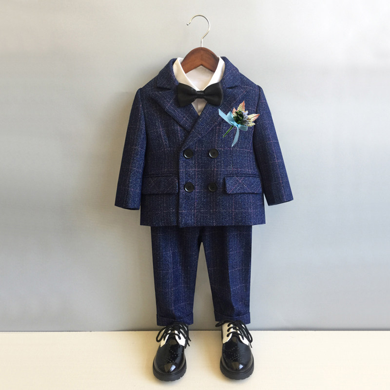 Children's one-year-old dress autumn and winter suit suit flower girl little boy middle and big boy handsome British jacket boy suit