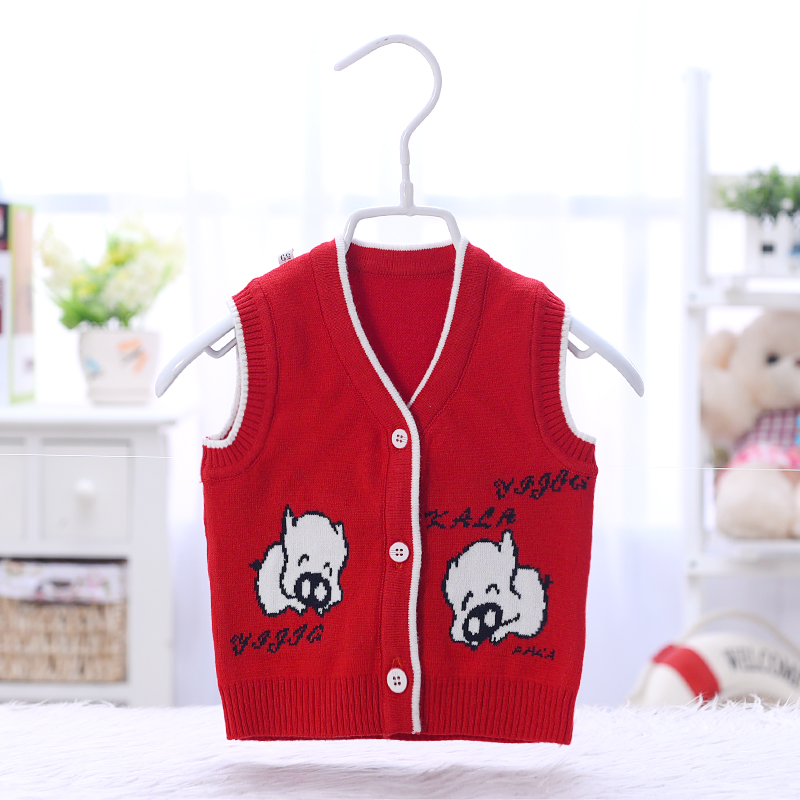 Bé vest mùa xuân và mùa thu chàng trai và cô gái vest áo len sơ sinh bé cardigan áo khoác cotton vest 0-1-2-3 tuổi