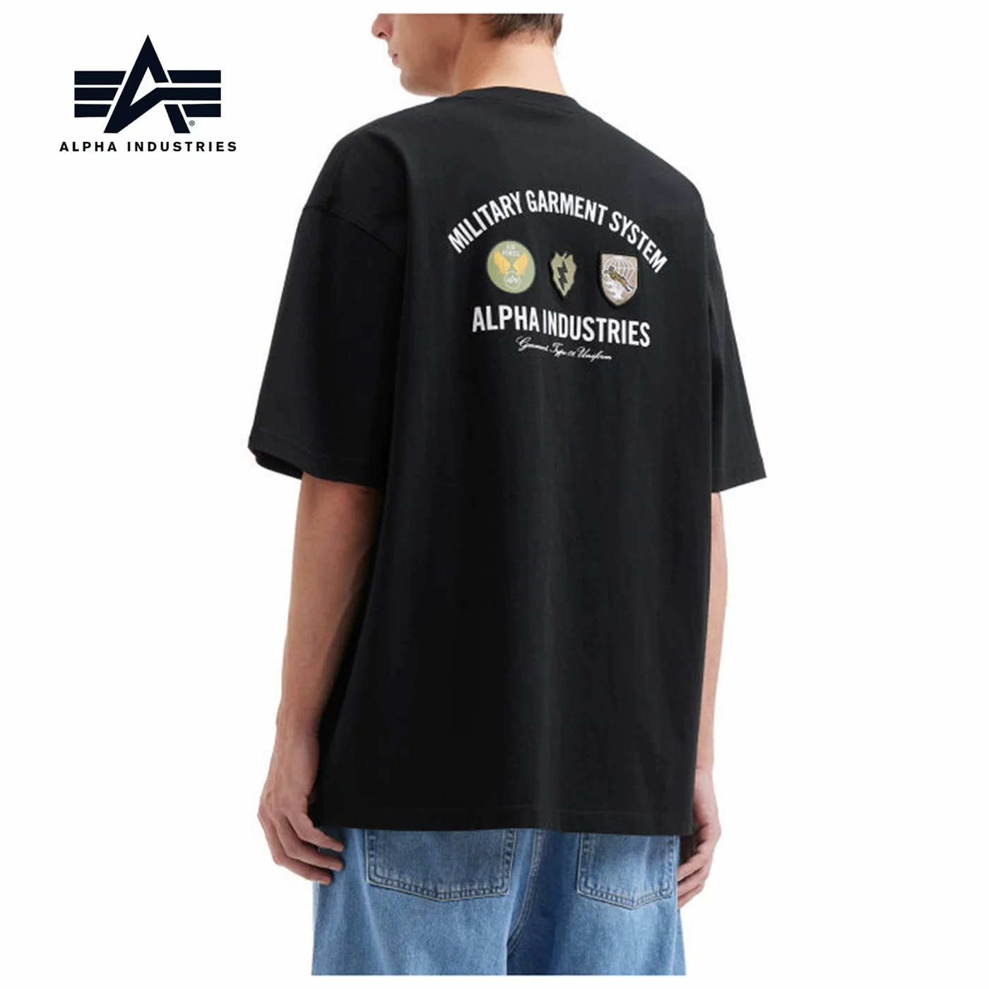 Трехцветная футболка с эмблемой Alpha Industries на круглом вырезе, для мужчин, весна-лето, крупная надпись Big Head Girl Kundai 0130Q