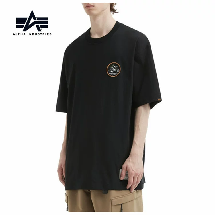 Двухцветная футболка с коротким рукавом мужская с черепом Alpha Industries, большая голова, девочка, номер 0038O