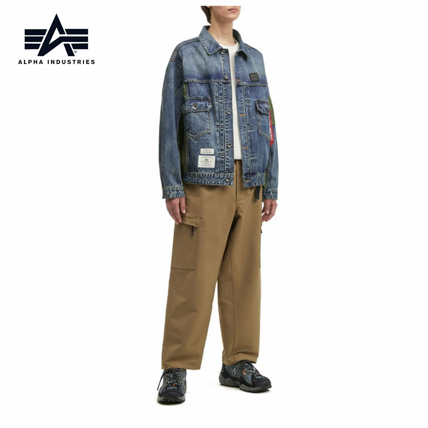 25 осенью мужская куртка Alpha Industries в стиле стежки джинсовая оригинальная Guodai 0059P