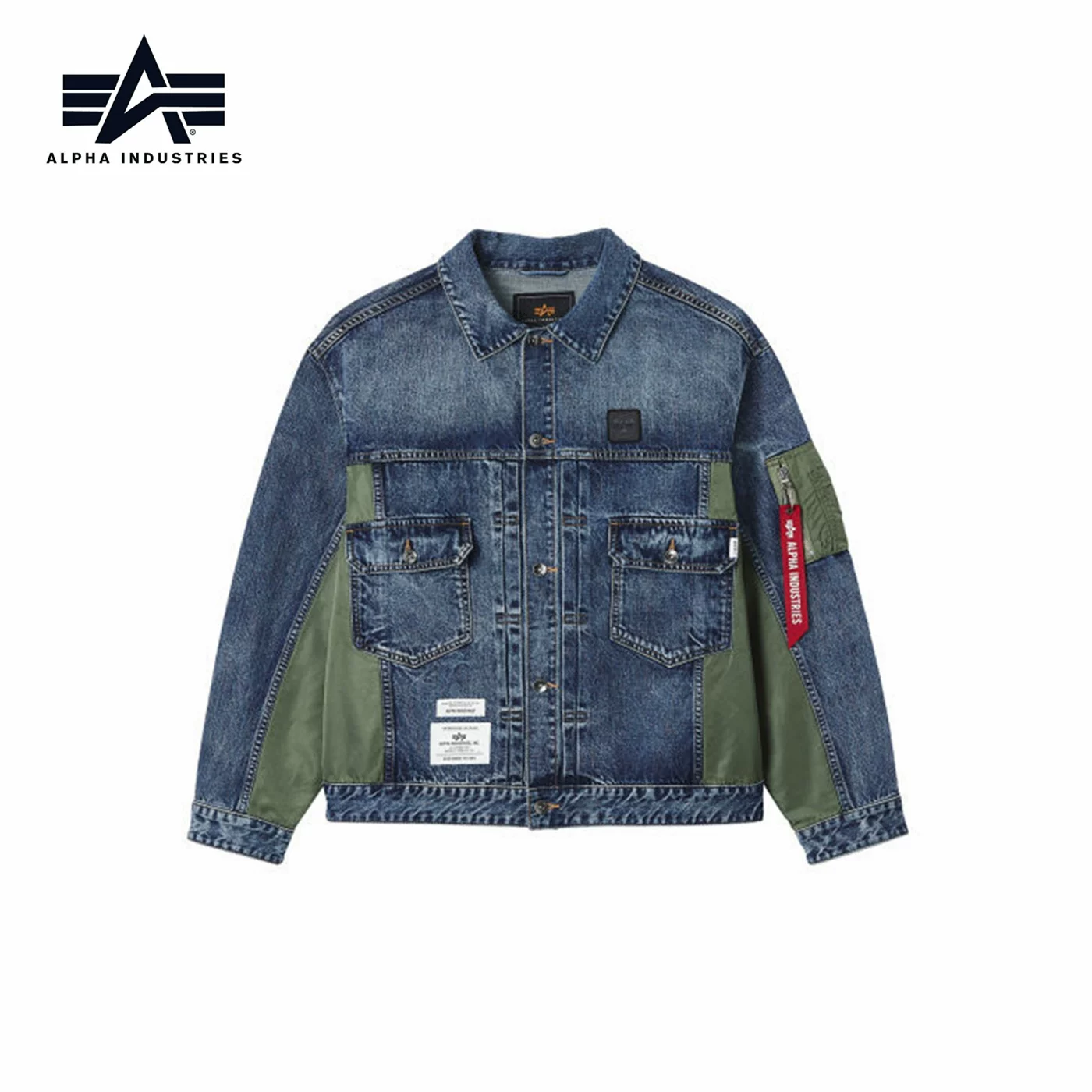 25 осенью мужская куртка Alpha Industries в стиле стежки джинсовая оригинальная Guodai 0059P