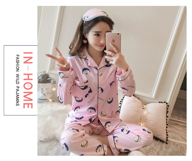 Bộ đồ ngủ mùa xuân và mùa thu đông của phụ nữ cotton dài tay phiên bản Hàn Quốc của chiếc áo len mới bên ngoài bộ đồ cotton phục vụ trong tháng kiểu đồ bộ vải thun bông