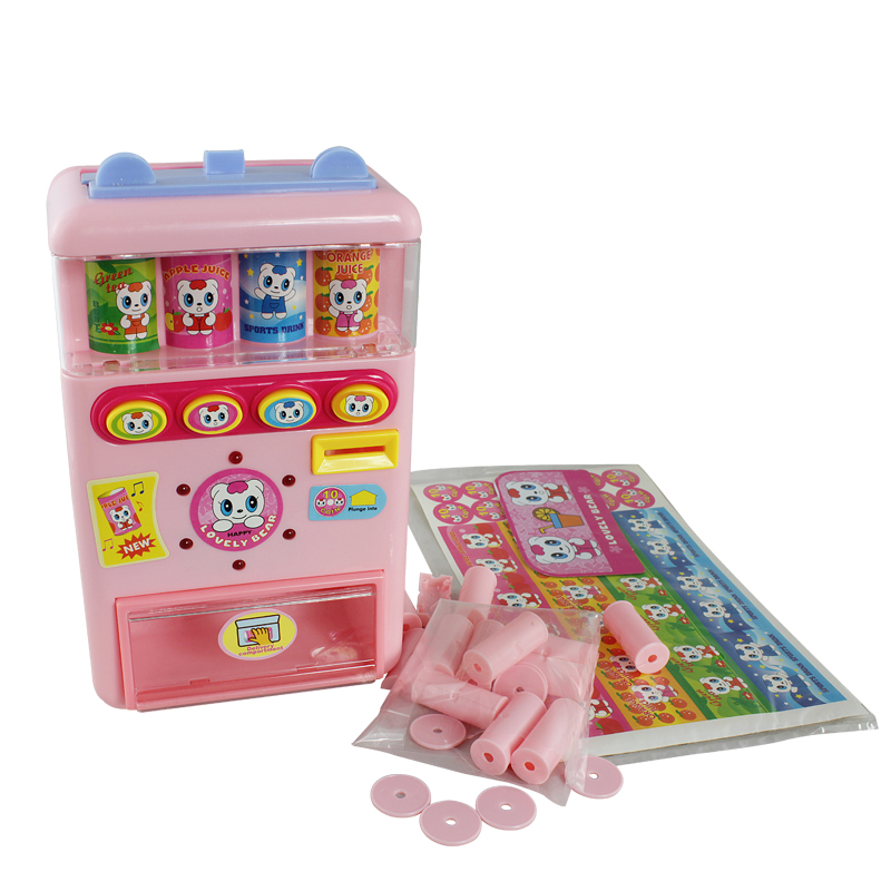 Trẻ em chơi nhà HELLOKITTY bộ đồ chơi hoạt hình siêu thị cola uống cơ hội để nói chuyện máy bán hàng tự động bộ xếp hình lego