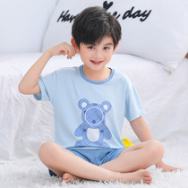 Boy Sleepwear Thin Girl Breathable Childrens Home Conserved CUHK Child Cartoon Kid Short Sleeve Summer Ice Silk Suit