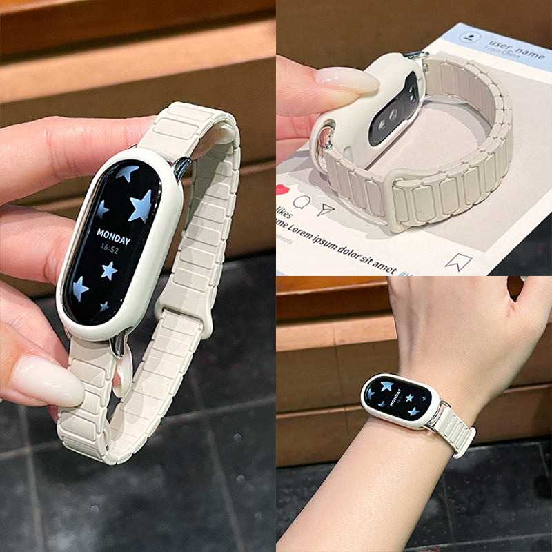 Onebag Zhang Jingyi's Same Style Suitable for Xiaomi Mi Band 10 Magnetic Strap 9Pro Wristband Silicone 8Nfc Sports Women's Onebag Zhang Jingyi's Same Style Suitable for Xiaomi Mi Band 10 Magnetic Strap 9Pro Wristband Silicone 8Nfc Sports Women's