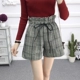 2018 quần short len ​​nữ mùa thu đông mới một từ quần ống rộng phiên bản Hàn Quốc là quần lửng thắt nơ hoang quần short kaki nữ