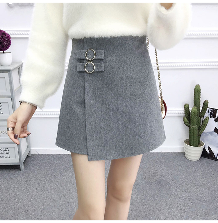 Quần short len ​​nữ mùa thu đông 2018 mới eo cao đa năng tự phối một chiếc quần dài từ bên ngoài mặc quần ống rộng ống rộng quần short nữ hàn quốc