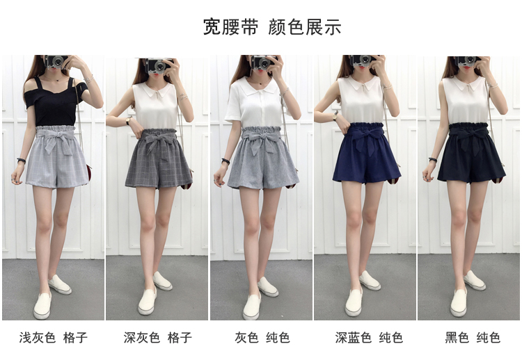 Mùa hè mới Hàn Quốc phiên bản cotton và vải lanh kẻ sọc quần short nữ thủy triều rộng kích thước lớn là quần lửng ống rộng quần ống rộng quần sooc trắng nữ lưng cao