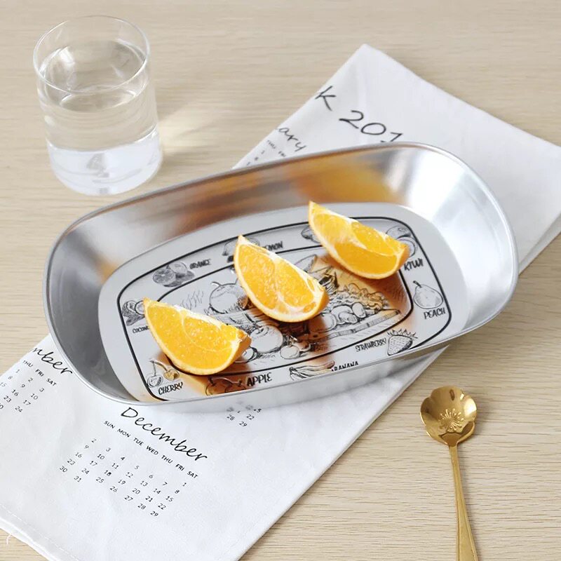 Nordic home tinplate stainless steel storage tray fruit cup tray tableware kitchenware tea tray