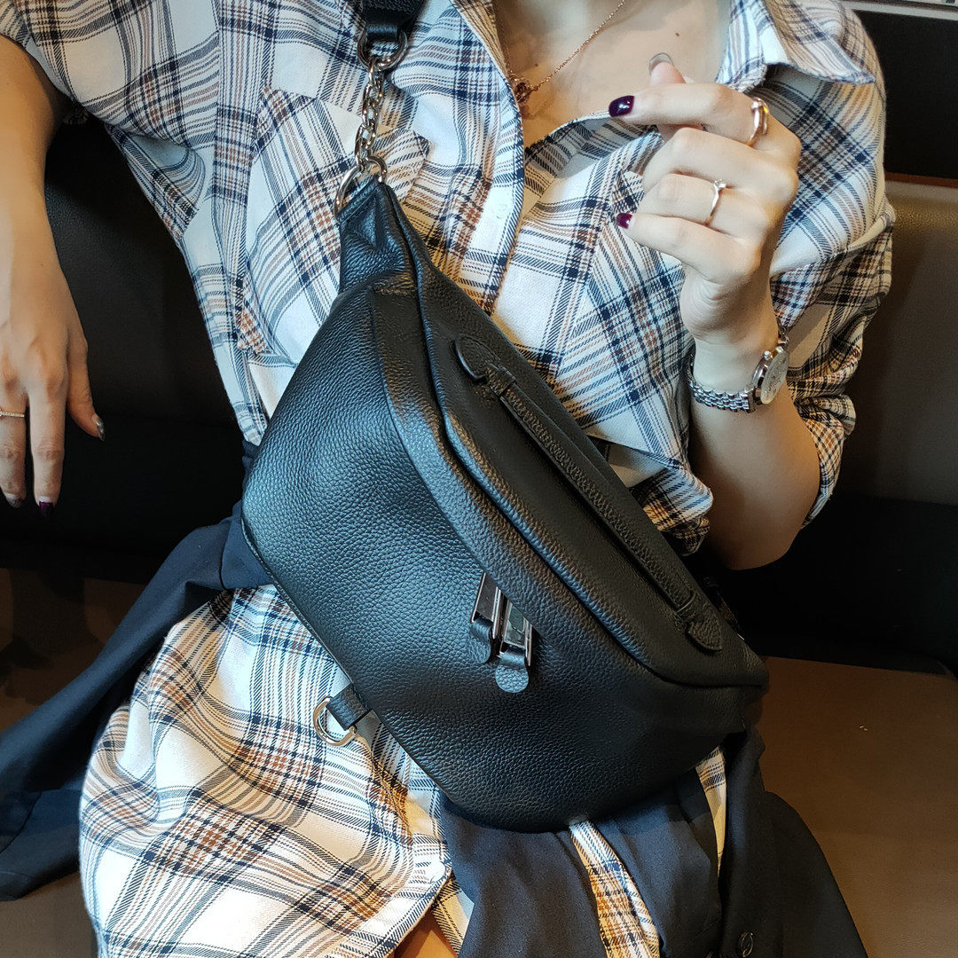 French official Caring Koko~ first layer cowhide soft chest bag women's all-match messenger bag simple bungee bag