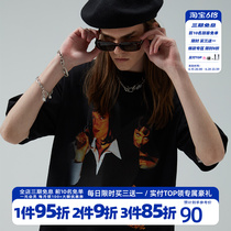 HTCU20ss retro movie portrait with face short sleeves Ins loot lovers men and women European and American printed T-shirts bottom