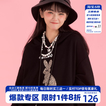 HTCU Chaubou BAO WEN Rabbit print dressing lovers casual loose ins hip-hop men and women with hat-hoodie gush