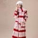 HTCU'Lucy' Christmas French plaid horn button woolen coat long autumn and winter woolen coat for women pink