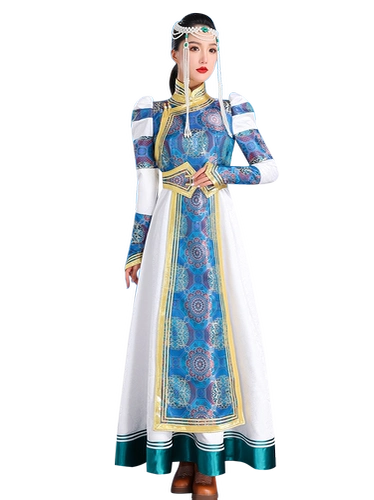 Оригинальная женская монгольская халат белое платье Внутреннее Монголия Этническое меньшинство.