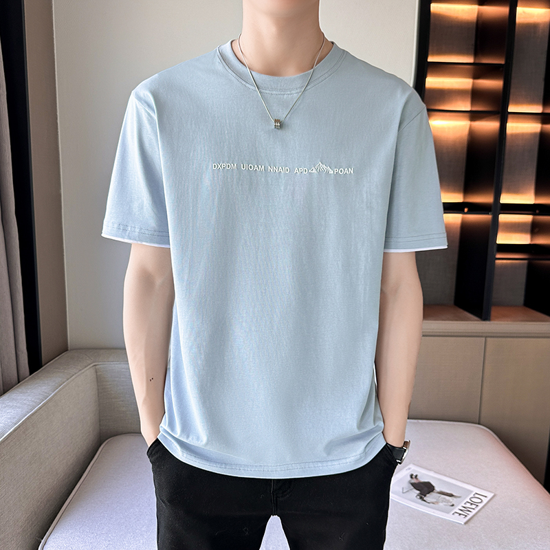 Summer Fake Two-Piece Men's Short-Sleeve T-Shirt, Trendy Brand, Versatile, Stylish, Cool Ice Silk Cotton Half-Sleeve Men's Undershirt
