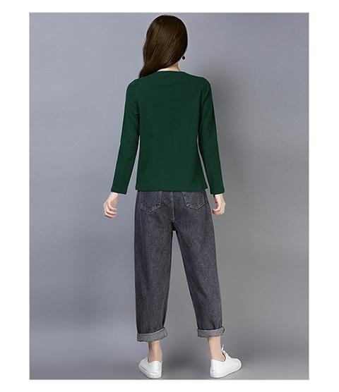 Áo thun dài tay nữ cotton trung niên mùa thu 2018 mới to béo mm rộng size áo sơ mi rộng đáy hoang dã váy nữ trung niên
