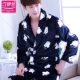Áo ngủ nữ dày flannel mùa thu và mùa đông đồ ngủ dài tay nam dịch vụ nhà dễ thương cặp vợ chồng áo choàng tắm nhung áo khoác ngủ