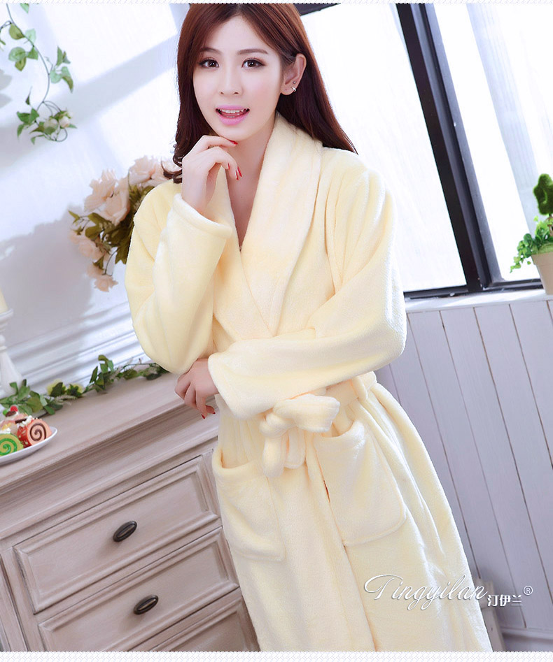 Mùa thu và mùa đông dài flannel đồ ngủ áo choàng tắm của phụ nữ dịch vụ nhà đêm váy san hô lông cừu đồ ngủ thẩm mỹ viện áo ngủ nữ áo choàng tắm bộ đồ ngủ nữ