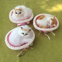 Simulation rabbit will call a little cat animal doll dog model doll desktop decoration childrens birthday gift