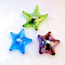 Color five-pointed star glass stone glass beads flat beads fish tank aquarium toy landscaping stone gardening value 5 yuan 2