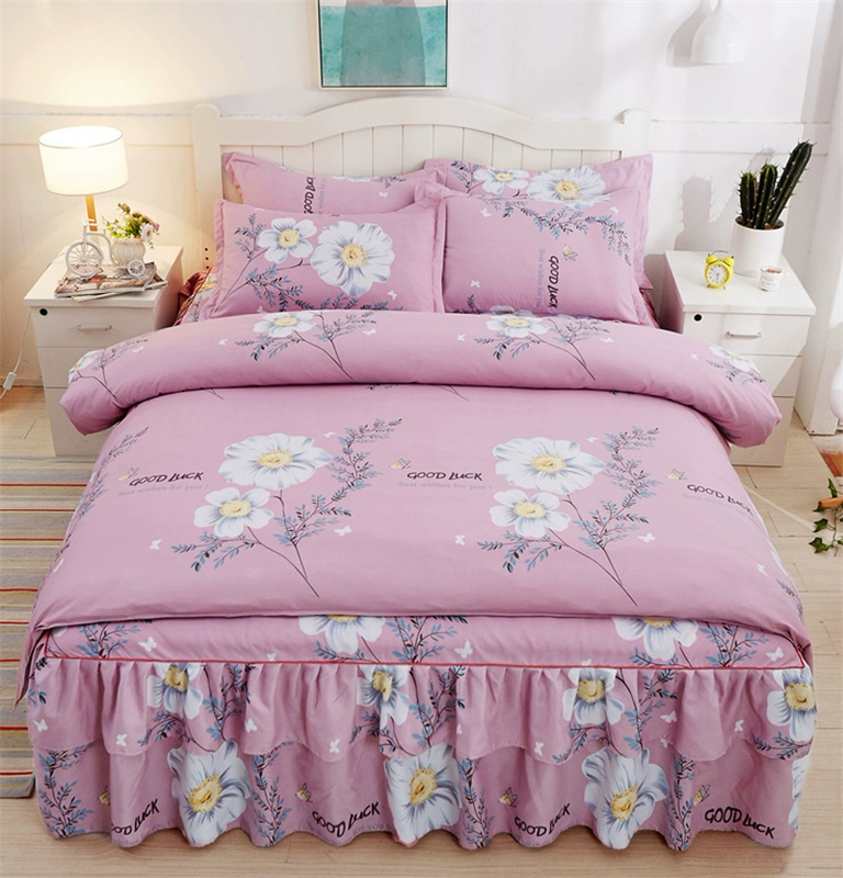 Cotton mới cưới bốn mảnh lớn màu đỏ bông giường váy 1.8X2.0m2X2.2 m trải giường cưới chăn - Bộ đồ giường bốn mảnh