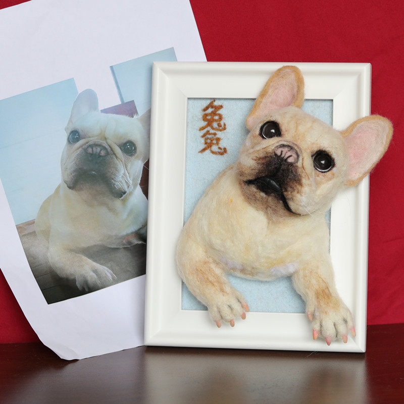 Wool Felt Dog Simulation Pet Model Ornament Cat Three-dimensional Small Animal Photo Commemorative Portrait Fadou Photo Frame