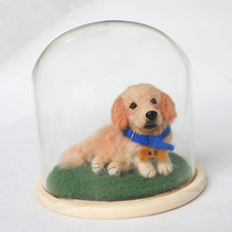 Desktop ornaments lucky animals pure handmade simulation model Office decoration Wool felt dog custom golden hair