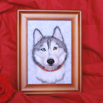 Wool felt simulation dog head custom photo frame ornaments Pet model Husky poke music finished diy ideas