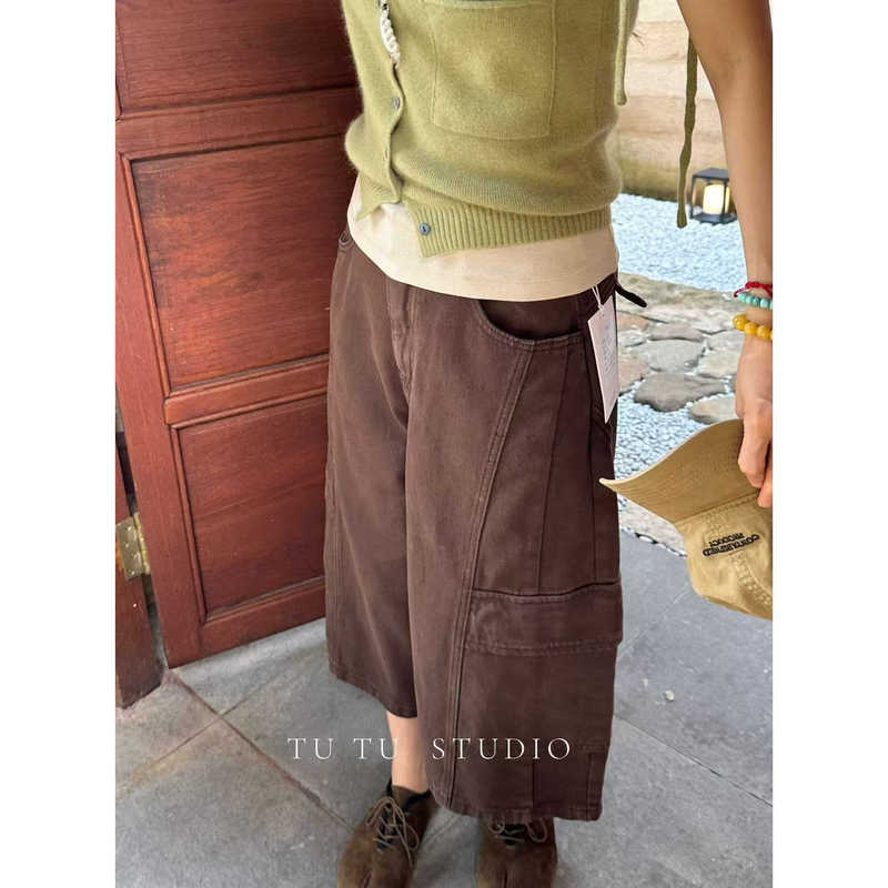 Tutu's Special Edition Denim Workwear-Style Cropped Wide-Leg Pants with Side Pockets and Vintage Wash # 8.13 Tutu's Special Edition Denim Workwear-Style Cropped Wide-Leg Pants with Side Pockets and Vintage Wash # 8.13