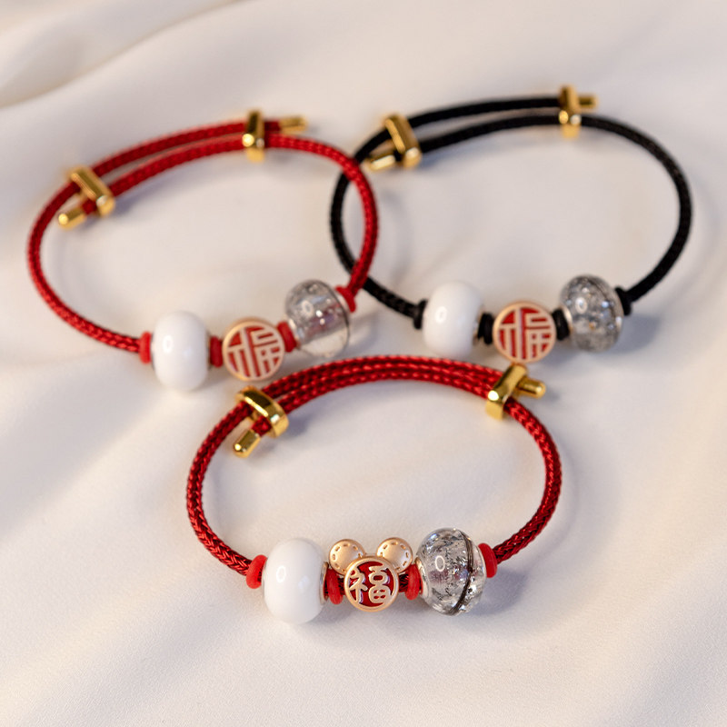 Zodiac Cow baby fetal hair souvenir DIY self-made baby breast milk fetal hair collection save necklace Hand chain mouse