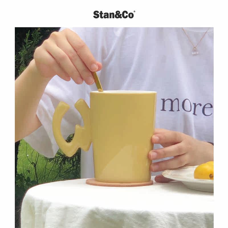StanCo Creative Letter Handles Mark Cups Couple of Ceramic Cups Female Boys Day Girlfriends Gifts Pure Color